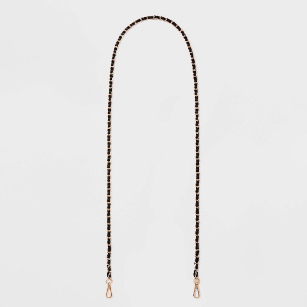 A New Day Gold Chain with Faux Leather Crossbody Handbag Strap NWT